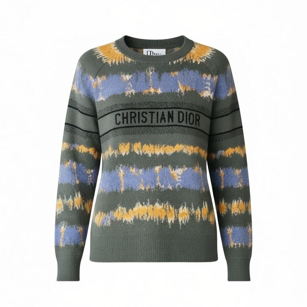 Christian Dior Tie-Dye Logo Sweater Green Blue FR40 / US8 Excellent